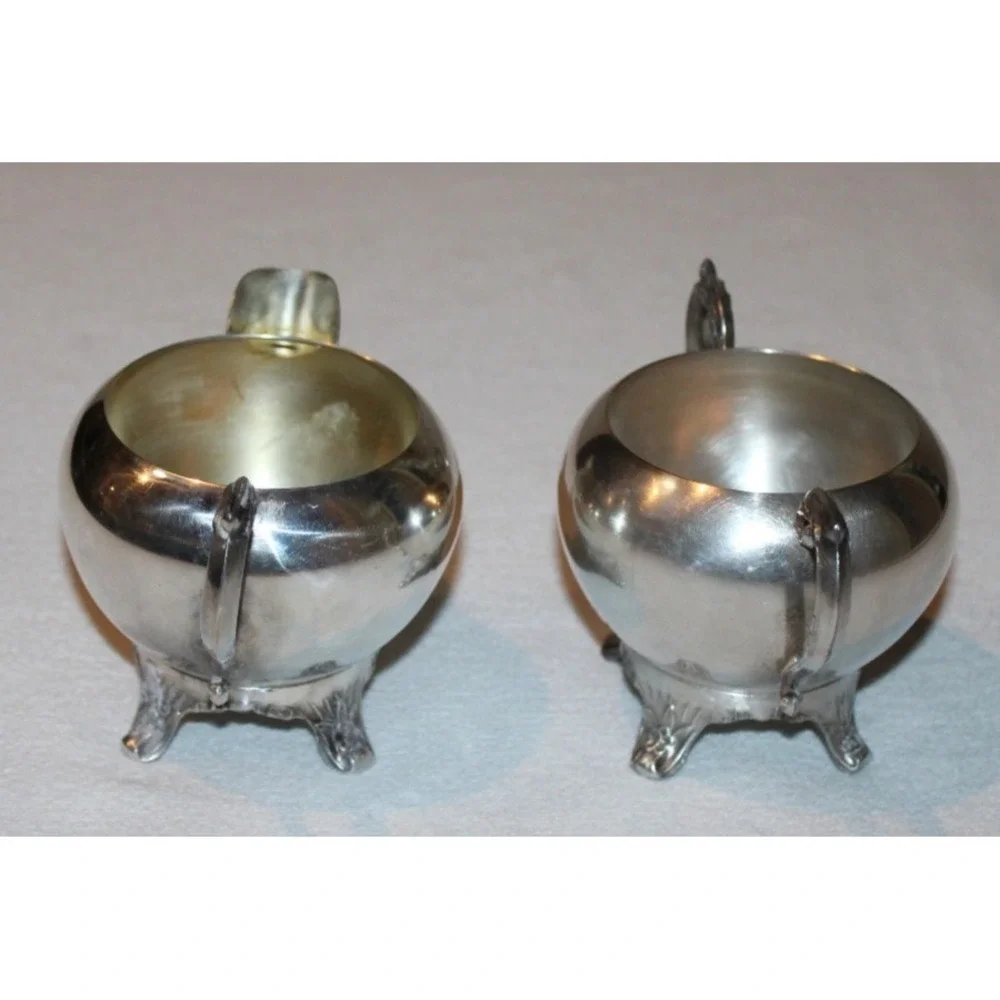 vintage F.B. Rogers Silver Co. silverplated creamer & sugar set with lid footed